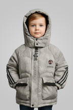 Button Placket Hooded Boys Kids Puffer Jacket