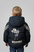 Button Placket Hooded Boys Kids Puffer Jacket
