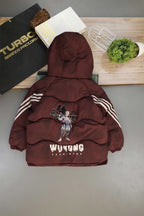 Button Placket Hooded Boys Kids Puffer Jacket