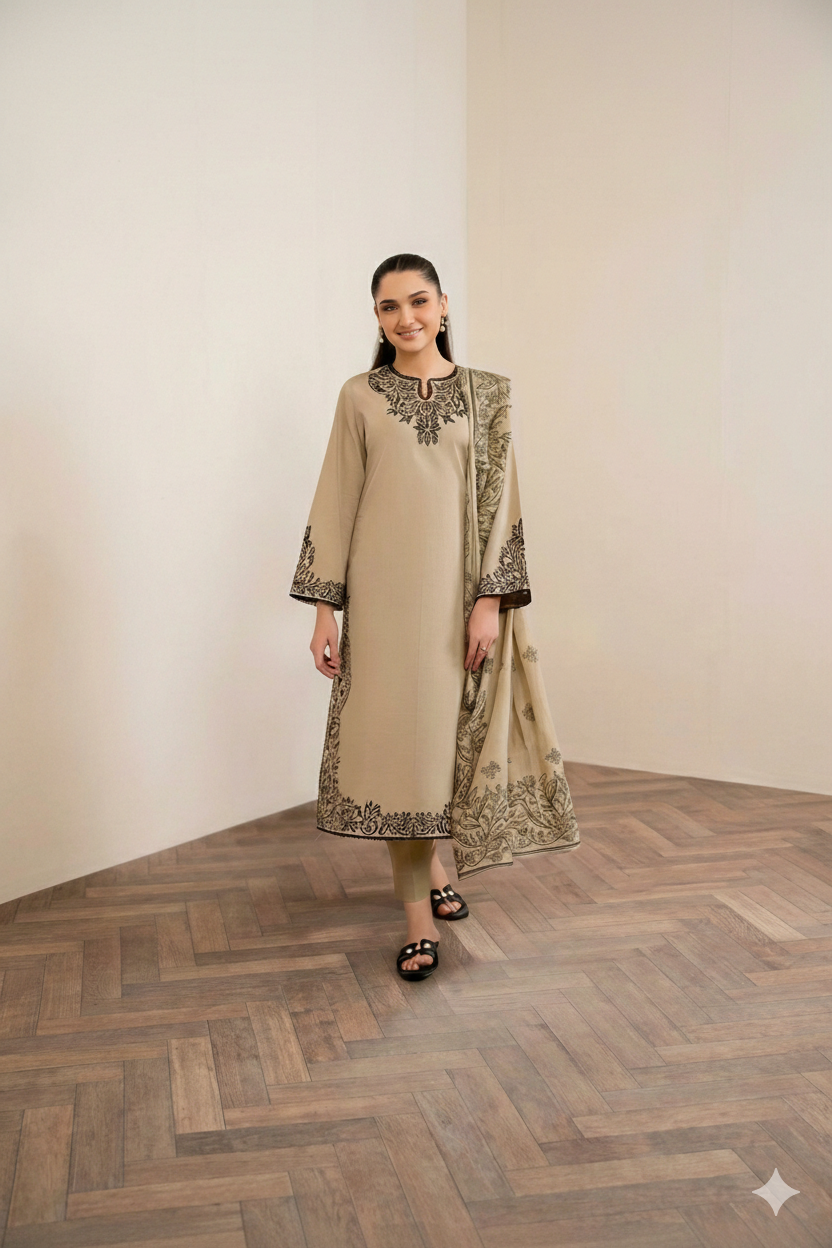 AJRW-25 EMBROIDERED PREMIUM WINTER COTTON 3 PCS