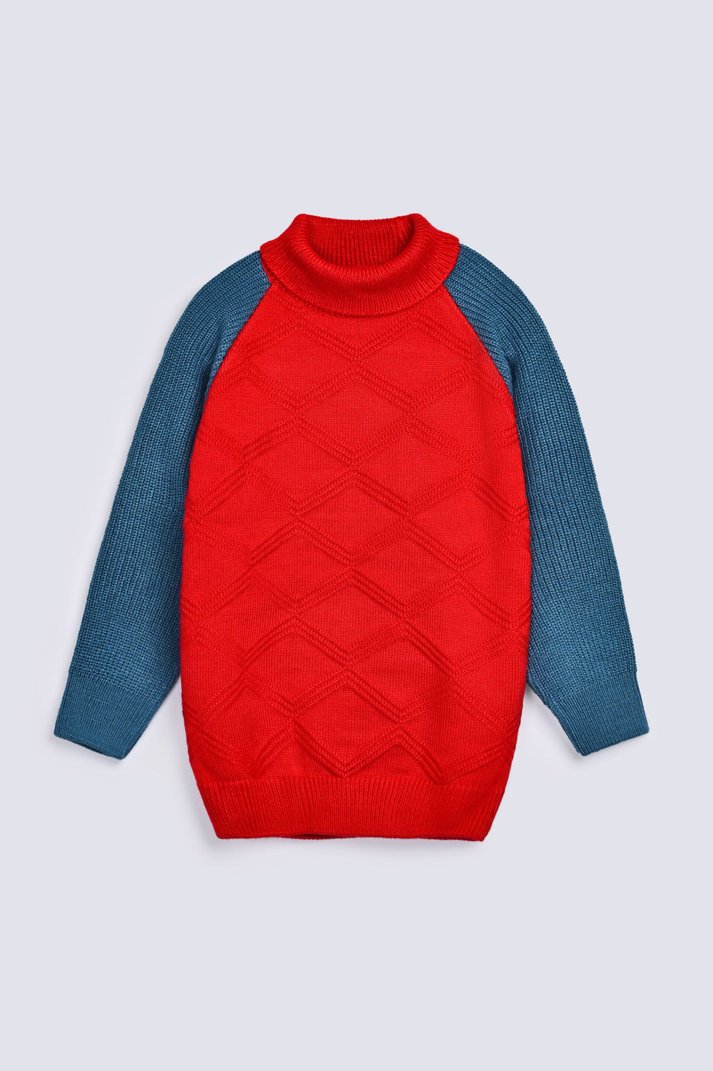 BOYS HIGH NECK CONTRAST RAGLAN SLEEVE SWEATER